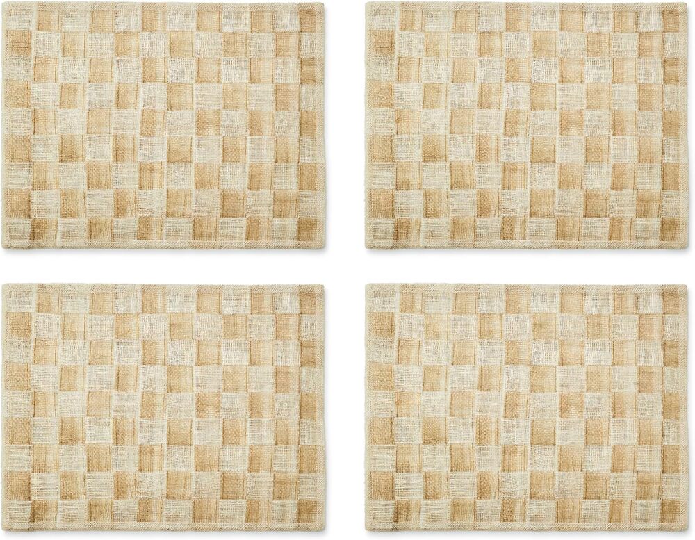 NEW Mackenzie-Childs Flax Sinamay Placemats 17in x13in Set of 4